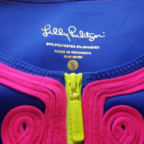 Lilly Pulitzer Royal Blue & Neon Pink Embroidered Shift Dress - UPF 50+ Size S - Picture 6 of 9